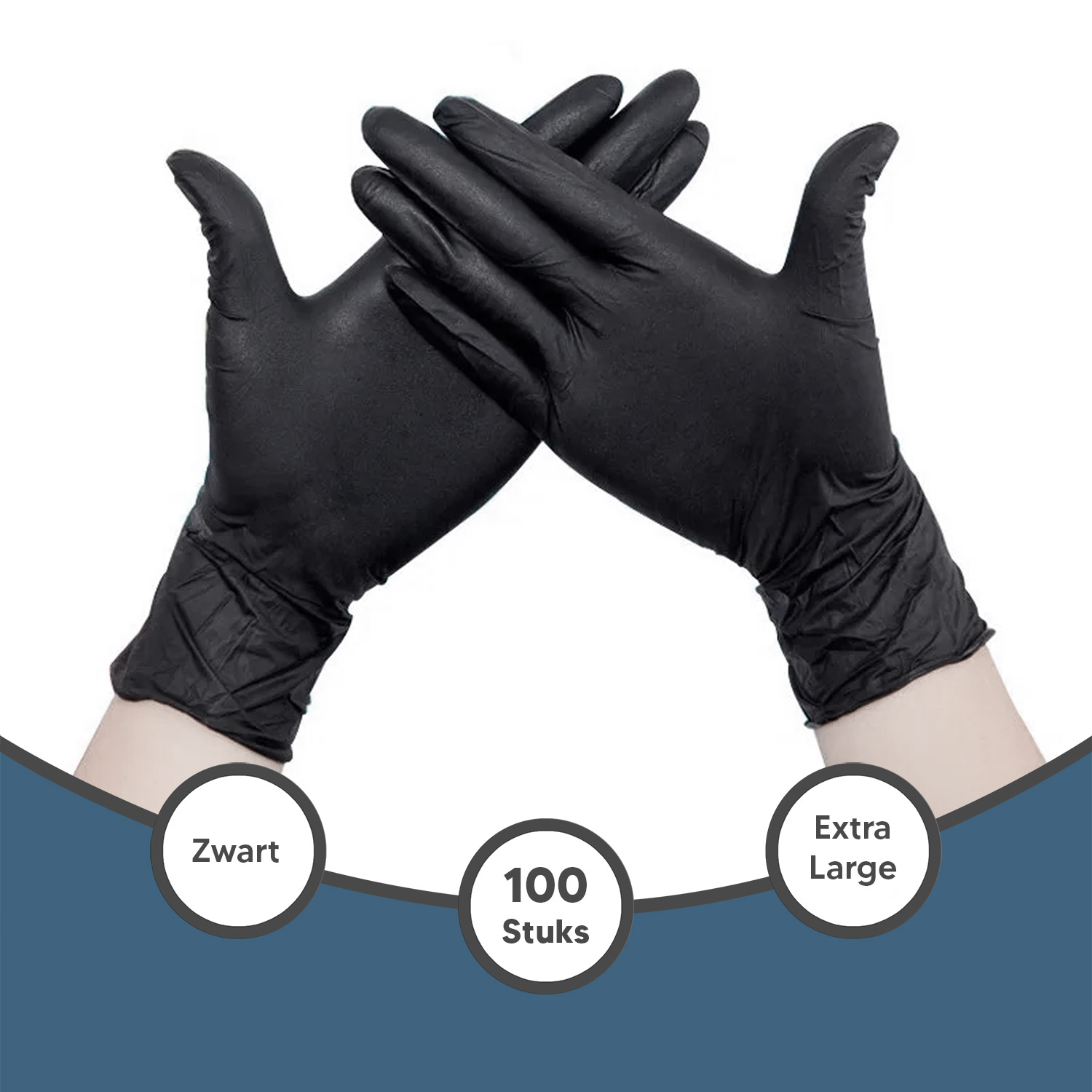 Nitril Handschoenen Zwart Extra Large 100 Stuks - Afbeelding 2